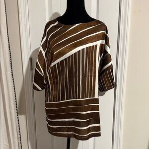 Chico's Brown and White Striped Dolman Sleeve Top